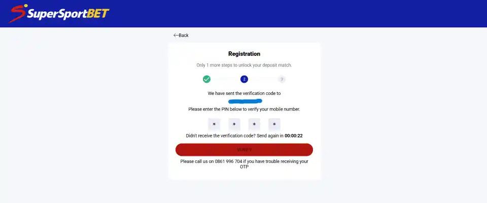 SuperSportBet registarion step 2