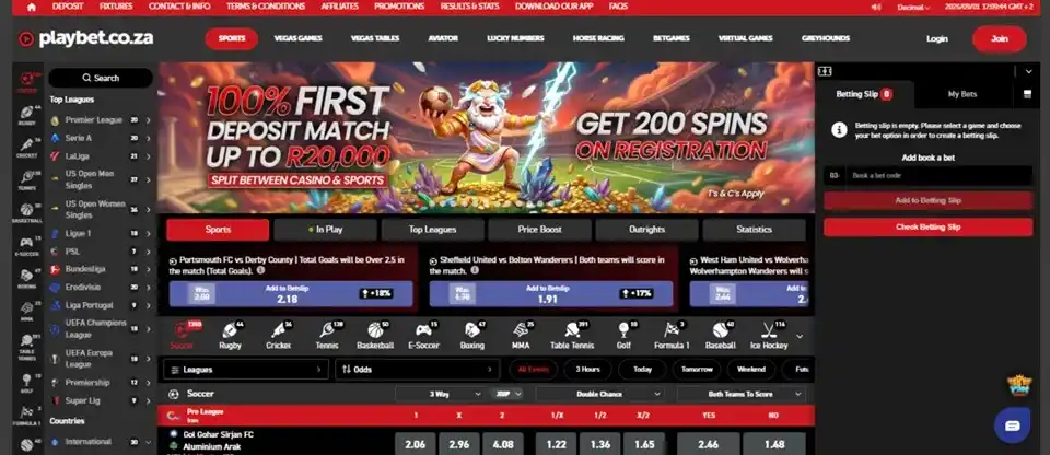 Playbet Sports Betting Page