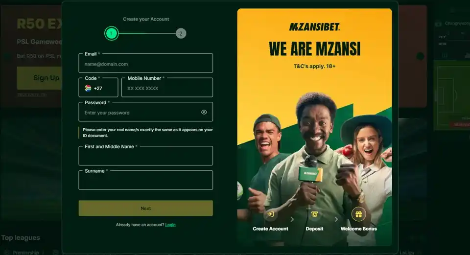 Mzansibet Sign Up